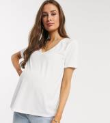 ASOS DESIGN Maternity - Hvid afslappet t-shirt med v-hals