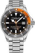 Stührling Original Herreur 883H.02 Depthmaster Heritage Sort/Stål