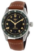 Longines Herreur L3.802.4.63.2 Spirit Zulu Time Sort/Læder Ø39 mm