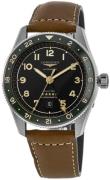 Longines Herreur L3.812.4.63.2 Spirit Zulu Time Sort/Læder Ø42 mm