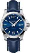 Longines Herreur L3.760.4.96.0 Conquest Blå/Læder Ø43 mm