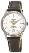 Longines Herreur L4.795.4.78.2 Heritage Sølvfarvet/Læder Ø38.5 mm