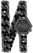 Philipp Plein Dameur PWWBA0623 The Hexagon Gourmette Sort/Stål Ø28