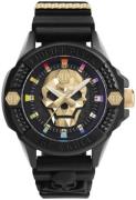 Philipp Plein Herreur PWUBA0223 The Skull Sort/Gul guldtonet stål