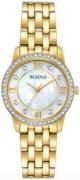 Bulova Dameur 98X115 Crystal Hvid/Gul guldtonet stål Ø27 mm