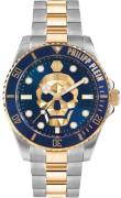 Philipp Plein Herreur PWOAA0722 The Skull Blå/Guldtonet stål Ø44 mm