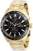 Invicta Herreur 38968 Aviator Sort/Gul guldtonet stål Ø45 mm