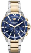Emporio Armani Herreur AR11362 World Explorer Blå/Guldtonet stål