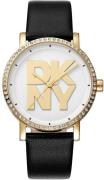DKNY Dameur DK1L035L0025 Soho Logo Sølvfarvet/Læder Ø36 mm