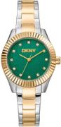 DKNY Dameur DK1L017M0085 Chambers Glitz Grøn/Guldtonet stål Ø30 mm