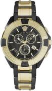 Versace Herreur VE5CA0723 Chrono Sort/Gul guldtonet stål Ø46 mm