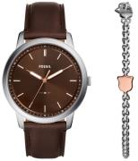 Fossil Herreur FS6019SET Minimalist Brun/Læder Ø44 mm