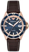 Emporio Armani Herreur AR11556 World Explorer Blå/Læder Ø42 mm