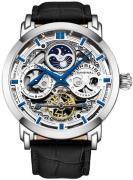 Stührling Original Herreur 3924.1 Legacy Skeletskåret/Læder Ø46.2