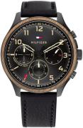 Tommy Hilfiger Herreur 1791854 Asher Sort/Læder Ø44 mm