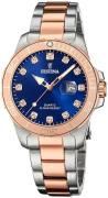 Festina Dameur F20505-3 Boyfriend Blå/Rosaguldtonet stål Ø34 mm