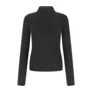 Melange Black Polyester Blend Sweater