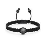 Men`s Black String Bracelet with Black CZ Bead