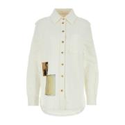 Hvid strækbart denim skjorte - Stilfuld og behagelig