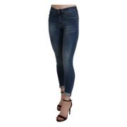 Ermanno scervino blå vasket høj talje tynd beskåret bomuld jeans