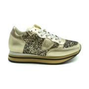 Lave Top Sneakers med Glitter - Guld