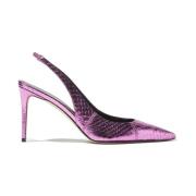 Fuchsia Elaphe Slingback Pumps