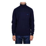 Marineblå Herre Turtle Cable Sweater