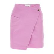 Lyserød uldblanding mini nederdel