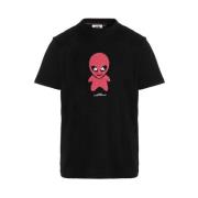 Alien Broderet Sort Bomuld T-Shirt