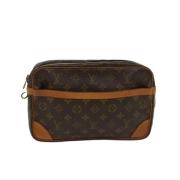 Brugt Brunt Lerret Louis Vuitton Compiegne Clutch Taske