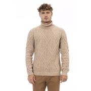 Beige Merino Wool Turtleneck Sweater