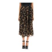 Leopard print chiffon midi skirt