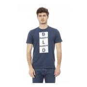 Blå Bomuld T-Shirt med Stilfuldt Frontprint