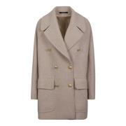 Beige Dobbeltbrystet Peacoat