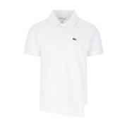 Hvid Asymmetrisk Polo Shirt med Logo Patch