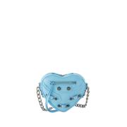 Sea Blue Heart Mini Taske - Læder