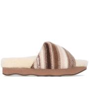 Multicolor Brown Bølget Lined Slides Sandaler