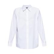 Hvid Bomuldsskjorte med Knapper og Logo Broderi
