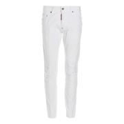 Slim-Fit Hvide Denim Jeans