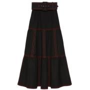 Top-Stitch Midi Skirt