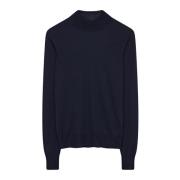 Navy Cashmere High Neck Jumper