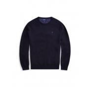 Navy Heather Pima Cotton Rund Hals Sweater