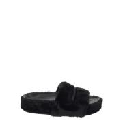 Faux-Fur Slides, Stilfulde Komfortable Sandaler