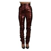 Metallic Bronze Højtaljede Skinny Jeans
