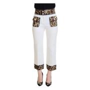 Hvide bukser med høj talje og leopardprint
