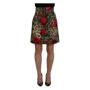 Brun Bomuld Leopard Rosetrykt Mini Nederdel