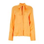 Orange satin skjorte