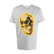 Grå T-shirt med kranieprint til mænd