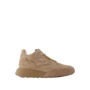 Beige Læder Høje Sneakers