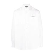 Hvid Skræddersyet Skjorte med Trykt Bånd